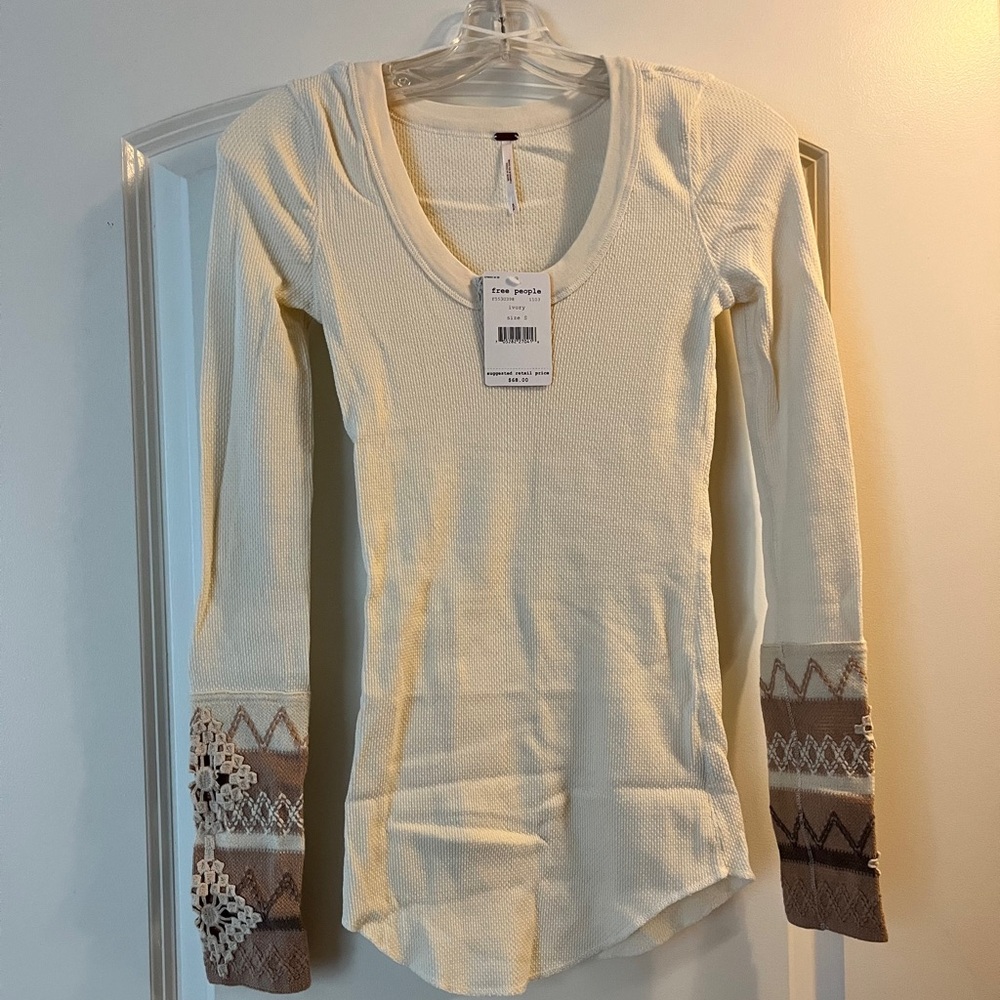 Free People Kombucha Cuff (Asana) Henley Thermal in Ivory